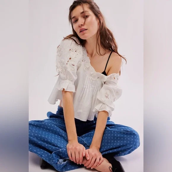 Free People Sophie Embroidered Top - Picture 1 of 7